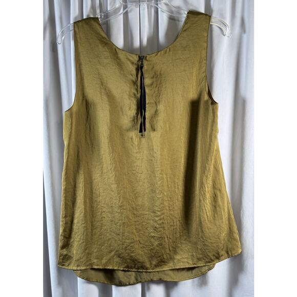 Ann Taylor LOFT Sleeveless Scrunched Blouse Olive Green M Career Chic 73-52 - Picture 6 of 14